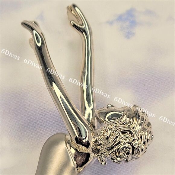 𝅺DANCING Ballerina Silver Tone Brooch with Sparkling Crystals - Picture 5 of 14